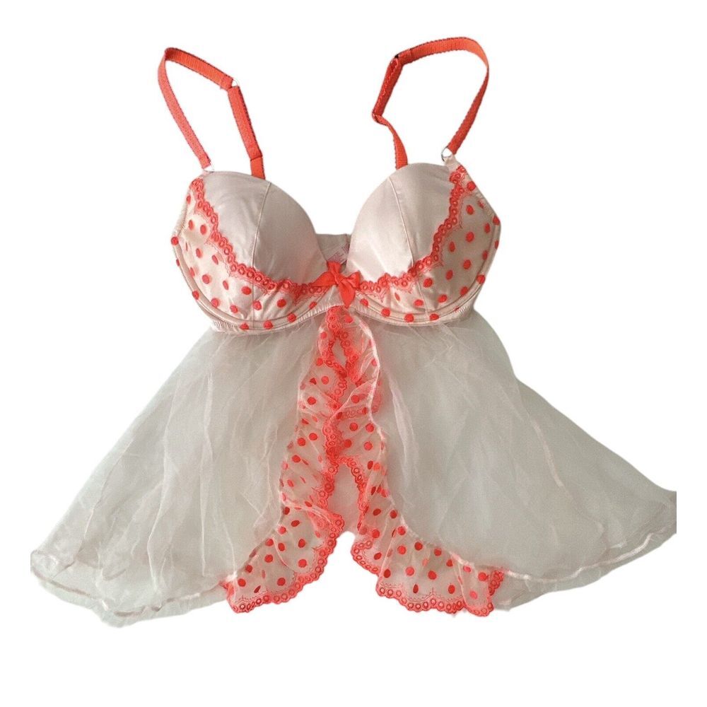 Victoria's Secret Babydoll Ruffle Coquette Lingerie Women Size 36D Y2K New